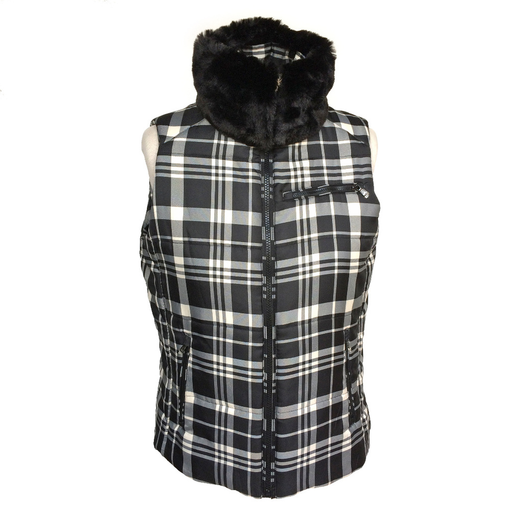 Ralph Lauren NWOT Plaid Faux Fur Vest M - Picture 4 of 8